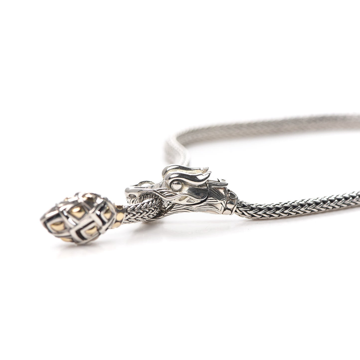 Sterling Silver 18K Yellow Gold Legends Naga Dragon Lariat Necklace