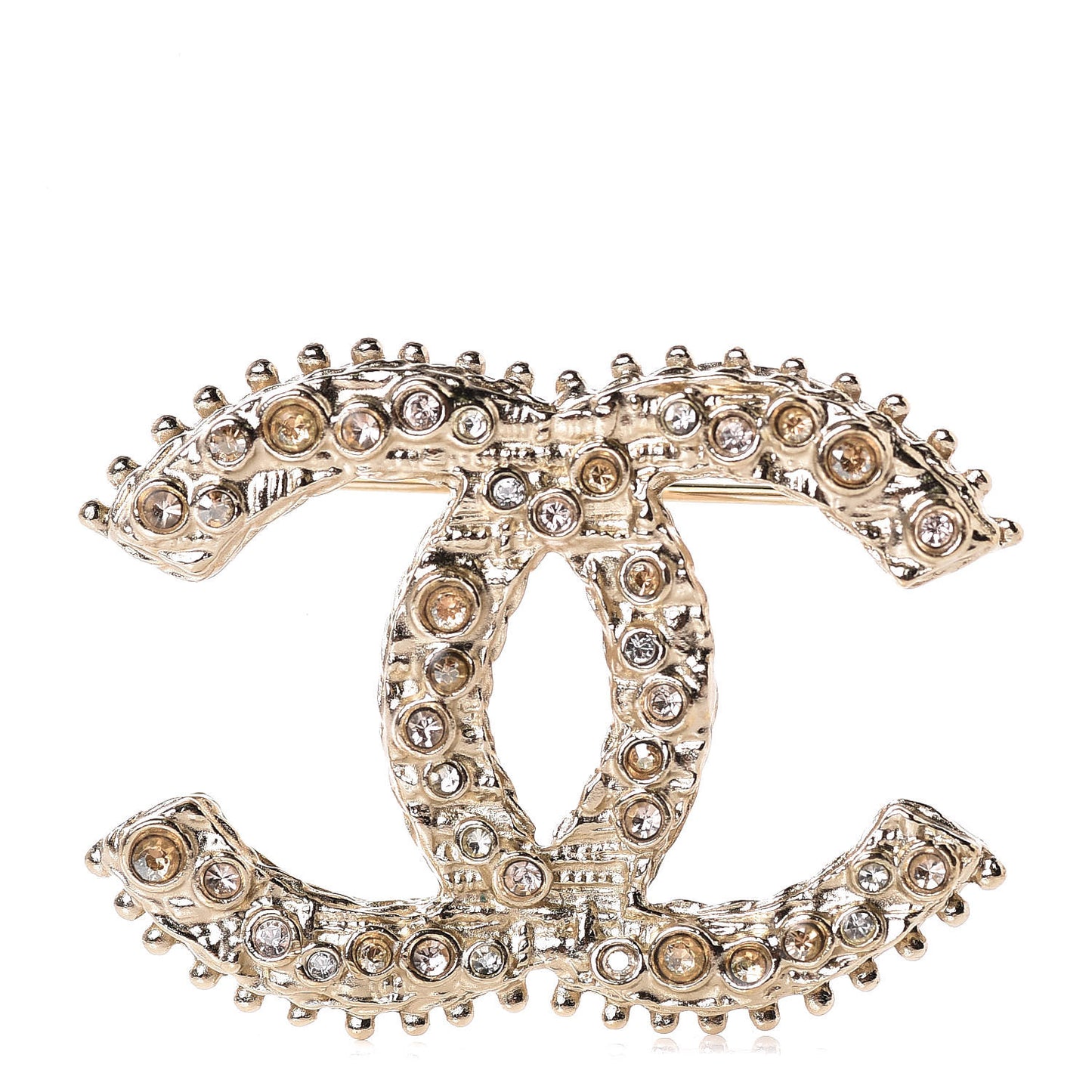 Crystal CC Brooch Pin Gold