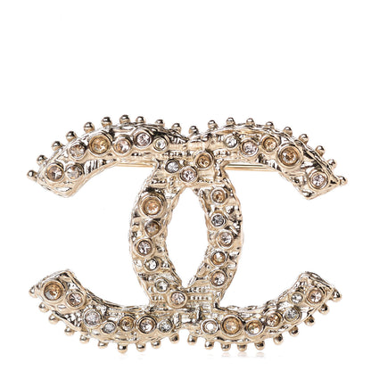 Chanel Crystal CC Brooch Pin Gold 1 of 4