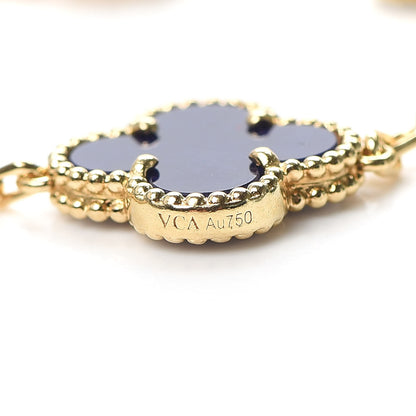 Van Cleef & Arpels 18K Yellow Gold Diamond Blue Sevres Porcelain 5 Motifs Vintage Alhambra Vendome Bracelet 6 of 6