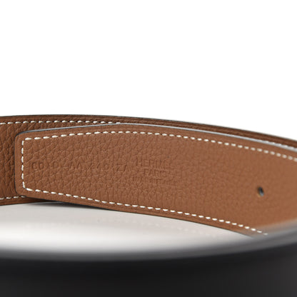Hermes Chamonix Togo PVD Plated 38mm Tonight Belt 80 Black Gold 4 of 6