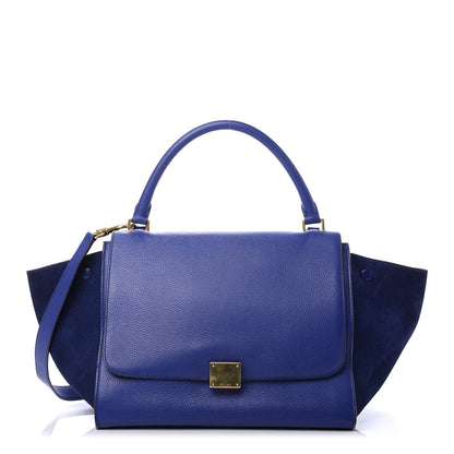 Celine Drummed Calfskin Suede Medium Trapeze Indigo 1 of 13
