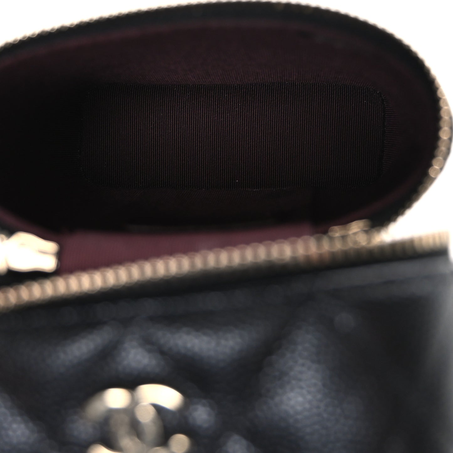 Caviar Quilted Phone Holder With Chain Black
