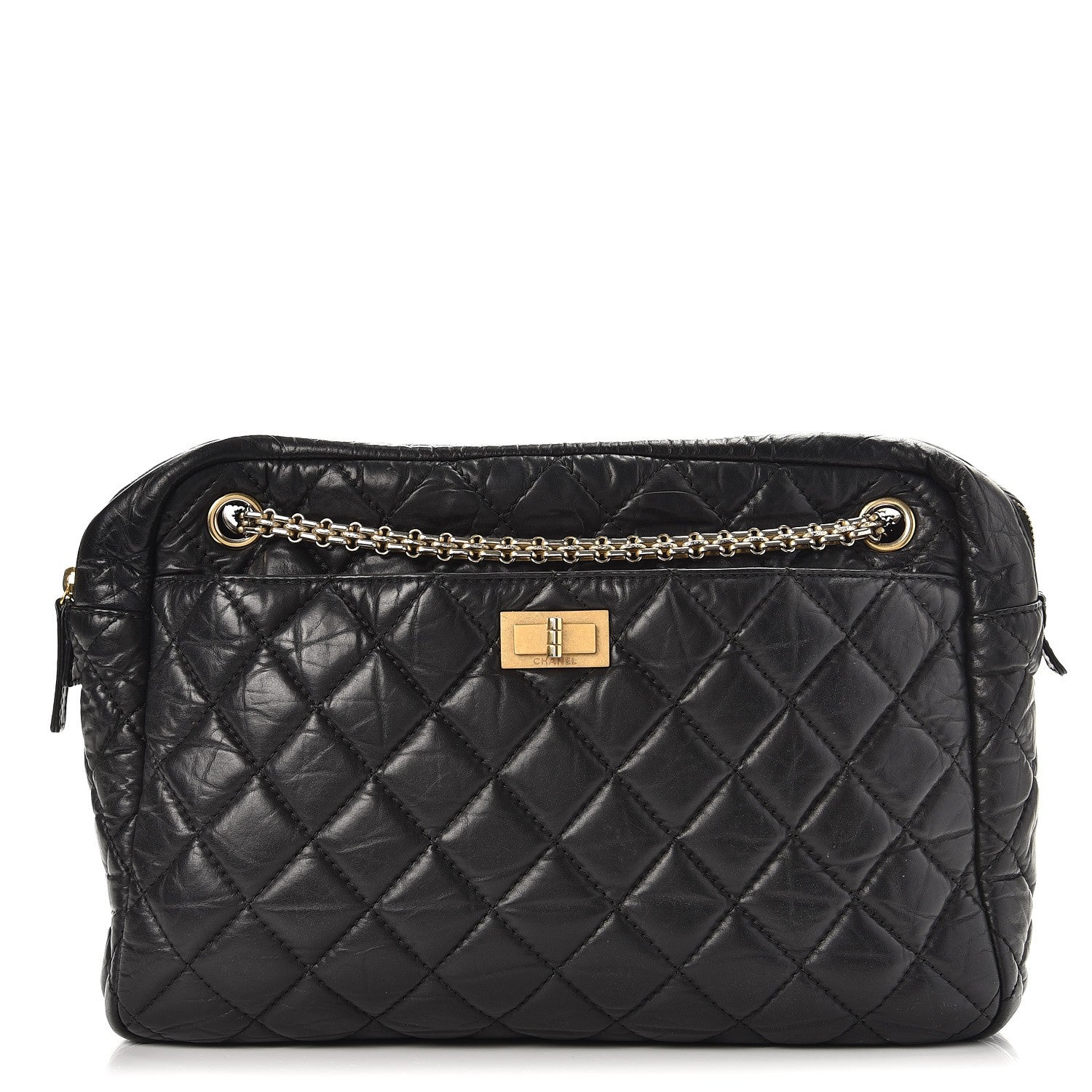 Chanel Aged Calfskin Quilted Large Reissue Camera Case Black 1 of 10