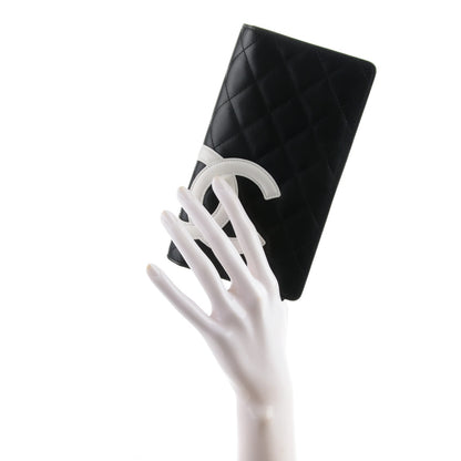 Chanel Calfskin Quilted Cambon Yen Wallet Black White 2 of 8