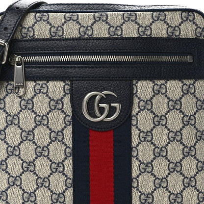 Gucci GG Supreme Monogram Textured Dollar Calfskin Web Small Ophidia Messenger Bag Beige Blue 7 of 11