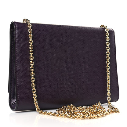 Salvatore Ferragamo Printed Calfskin Vara Bow Chain Flap Crossbody Purple 3 of 9