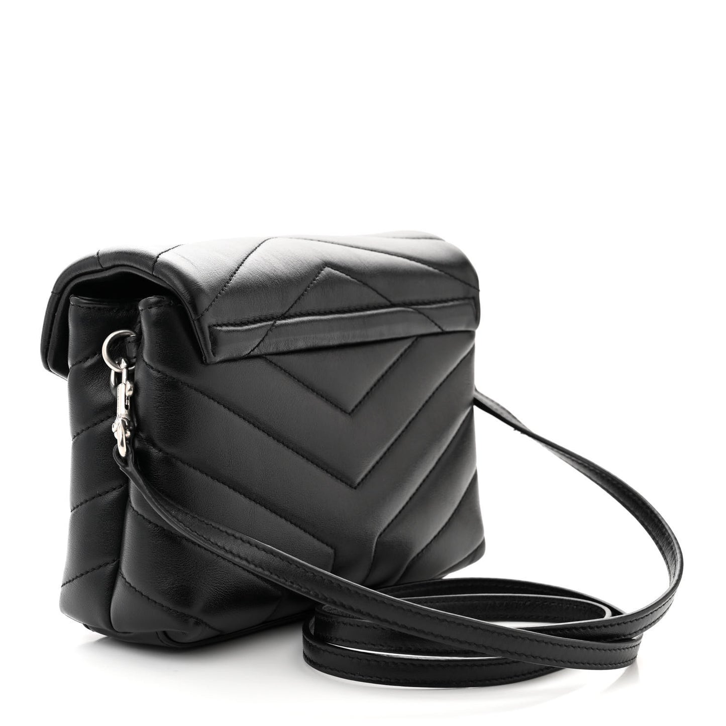 Calfskin Y Quilted Monogram Toy Loulou Crossbody Bag Black