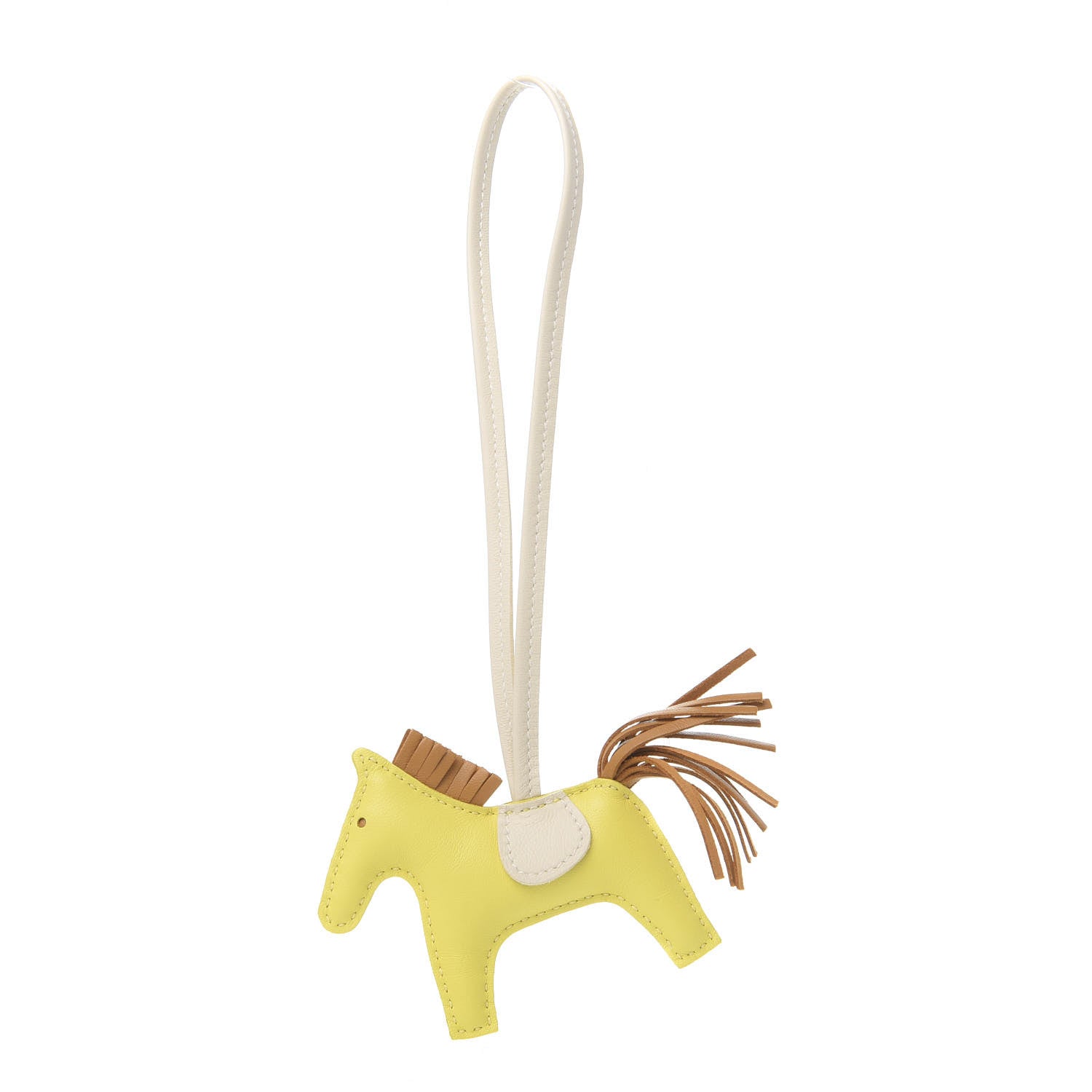 Hermes Milo Lambskin Grigri Rodeo Horse Bag Charm PM Lime Sesame Craie 1 of 4