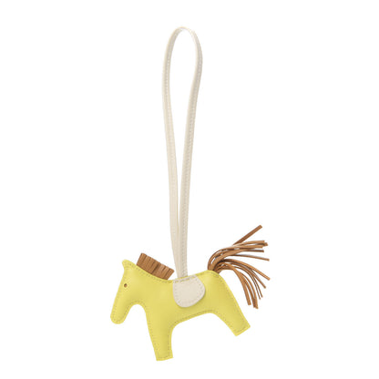 Hermes Milo Lambskin Grigri Rodeo Horse Bag Charm PM Lime Sesame Craie 1 of 4
