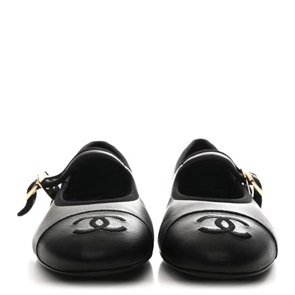 Chanel Lambskin Mary Jane Flats 37 Black 3 of 10