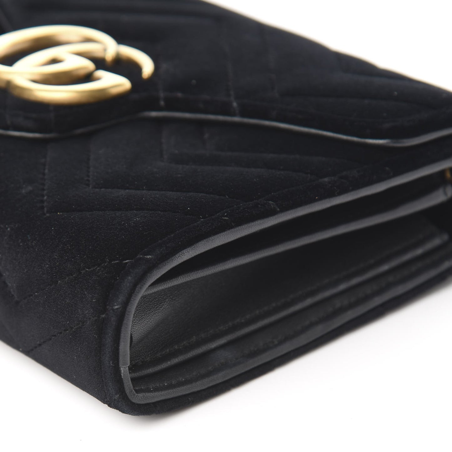 Velvet Matelasse GG Marmont Chain Wallet Black