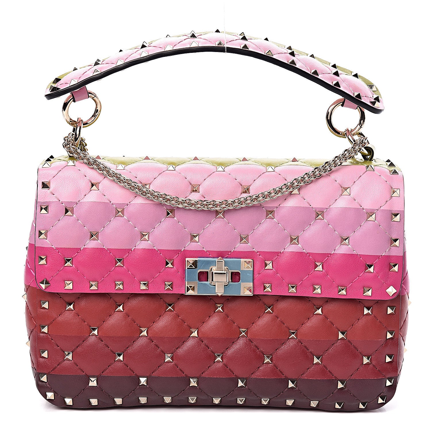 Valentino Garavani Lambskin Stripe Intarsia Medium Rockstud Spike Shoulder Bag Multicolor 1 of 10