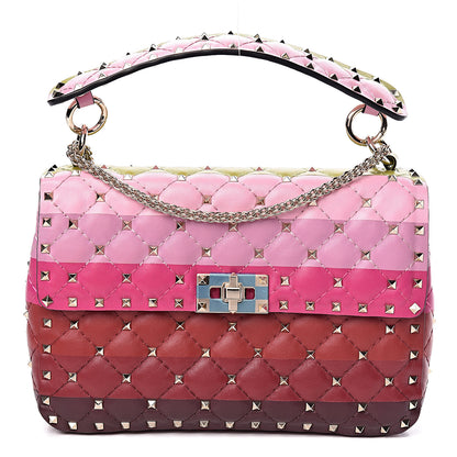Valentino Garavani Lambskin Stripe Intarsia Medium Rockstud Spike Shoulder Bag Multicolor 1 of 10