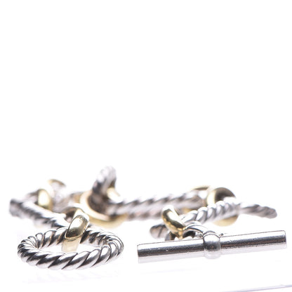David Yurman Sterling Silver 18K Yellow Gold Blue Sapphire Cushion Link Bracelet 4 of 5