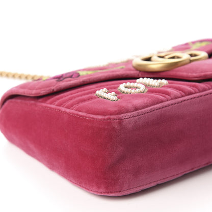 Gucci Velvet Matelasse Blind for Love Embroidered Medium GG Marmont Shoulder Bag Light Raspberry Rose Multicolor 6 of 10