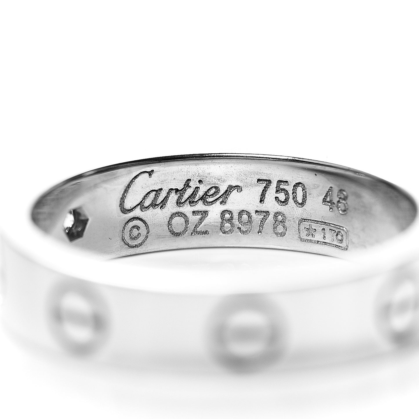 18K White Gold Diamond 4mm LOVE Wedding Band Ring 48 4.5