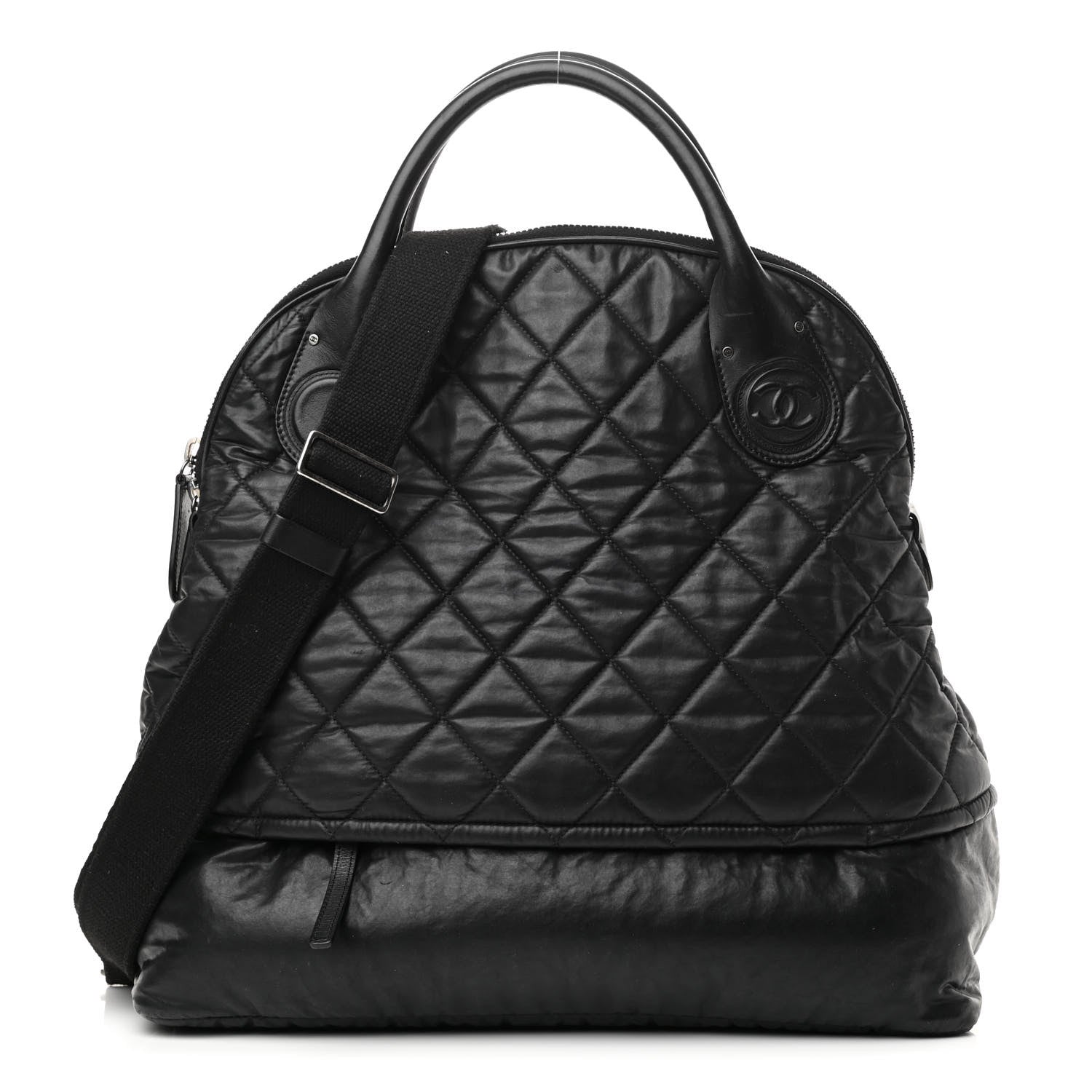 Chanel Coated Canvas Quilted Medium Garment Travel Bag Black 1 of 10