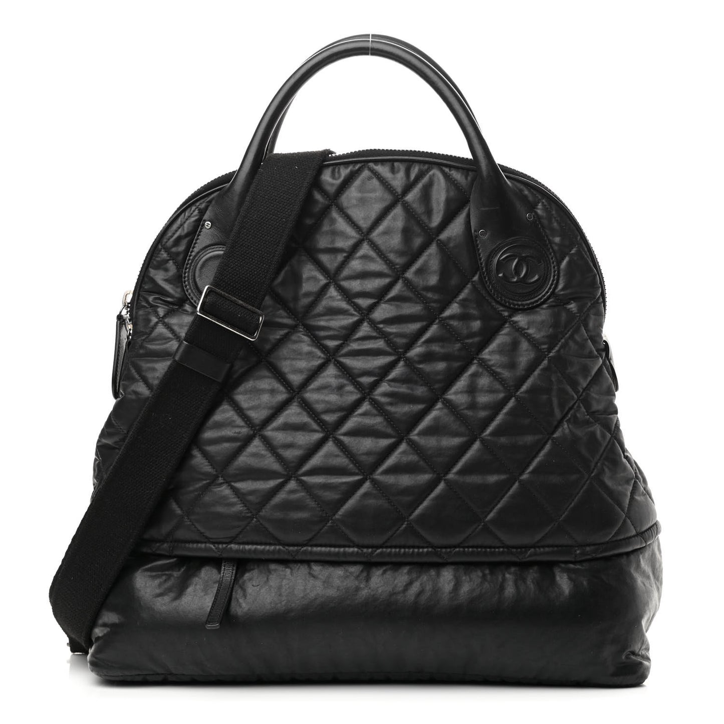 Coated Canvas Quilted Medium Garment Travel Bag Black