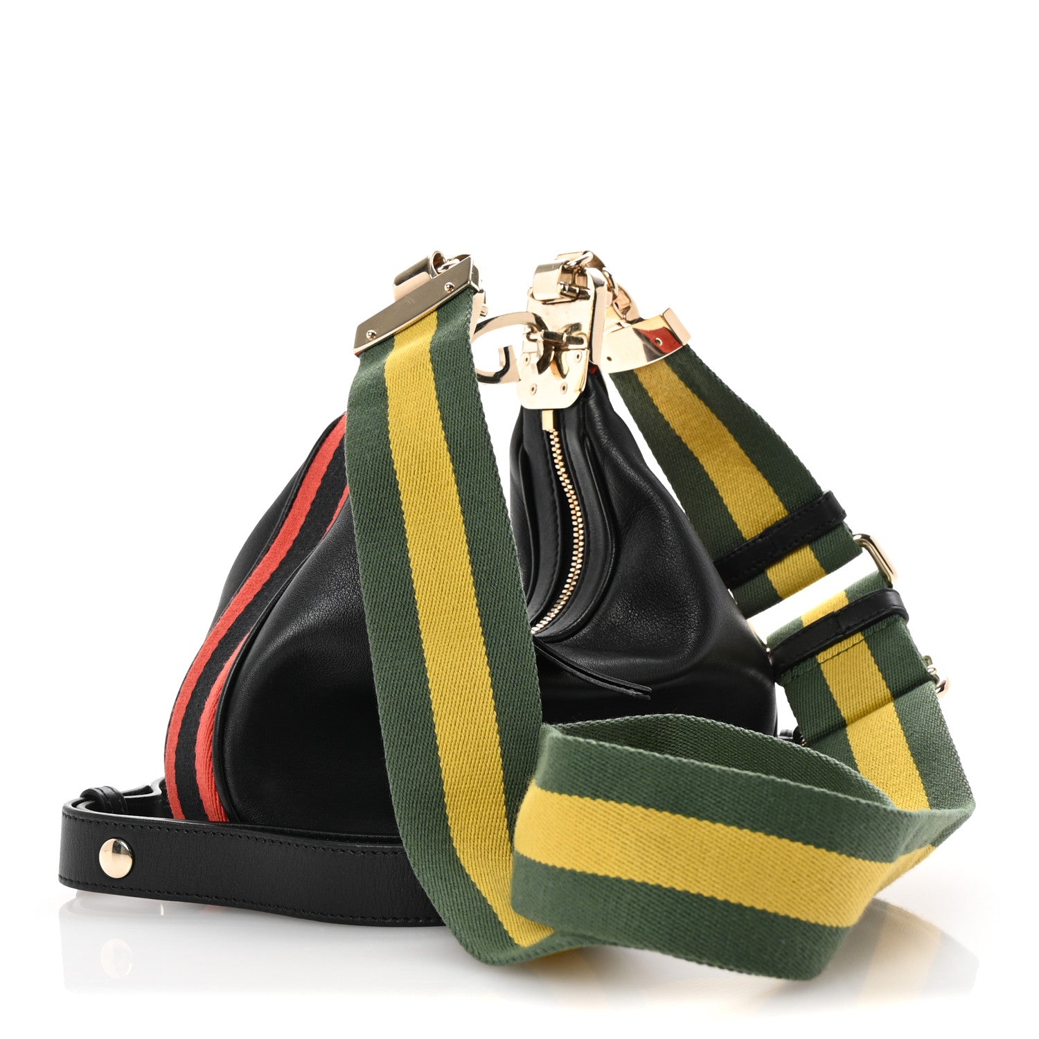 Gucci Aria Calfskin Web Small Attache Shoulder Bag Black 3 of 10