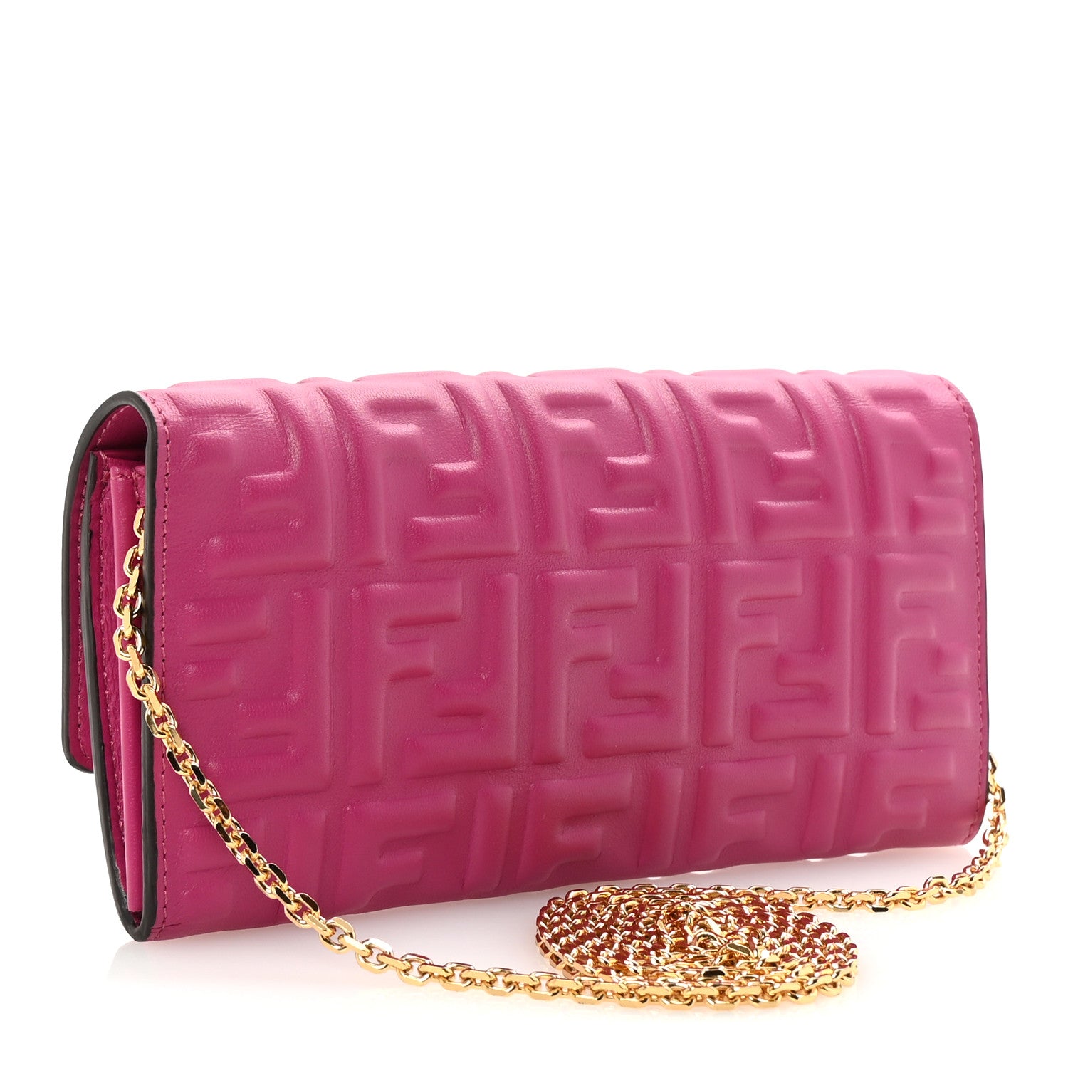 Fendi Nappa Matisse FF Embossed Continental Wallet On Chain Ciclamino Pilar 3 of 10
