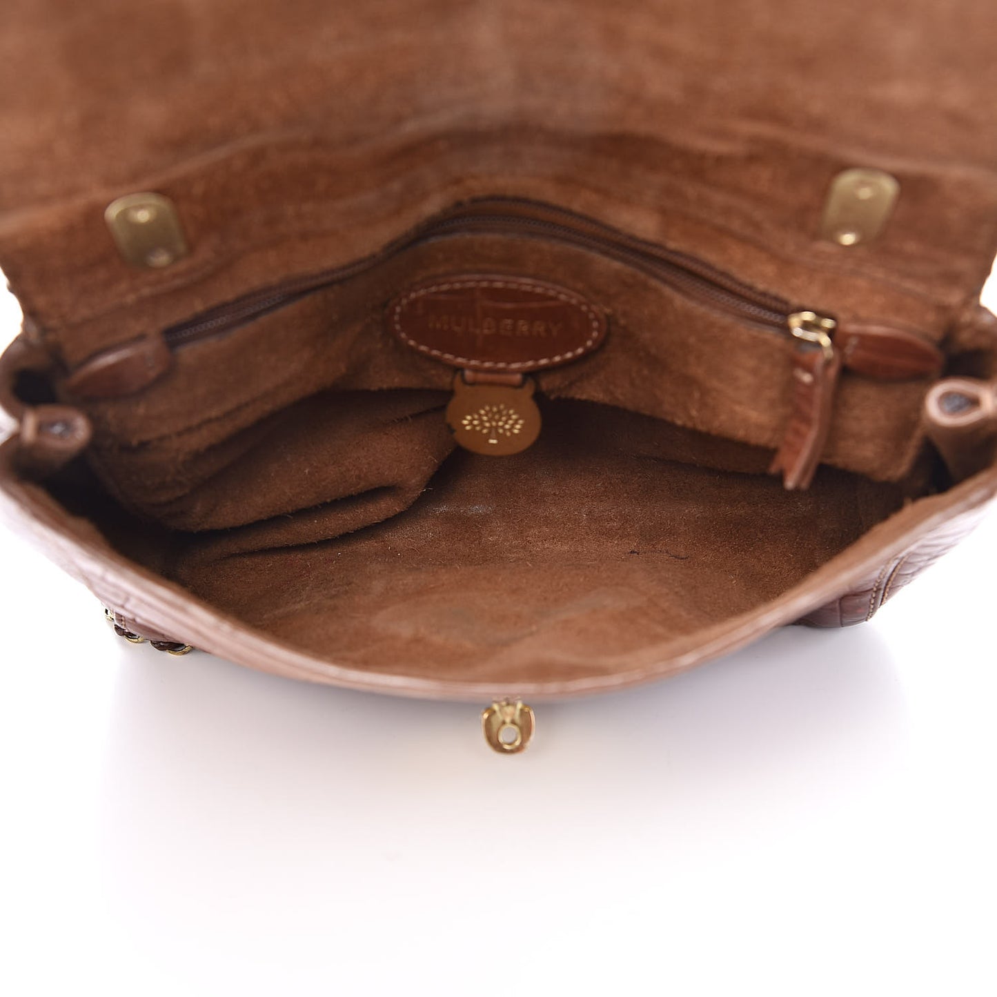 Nappa Crocodile Embossed Small Lily Flap Oak