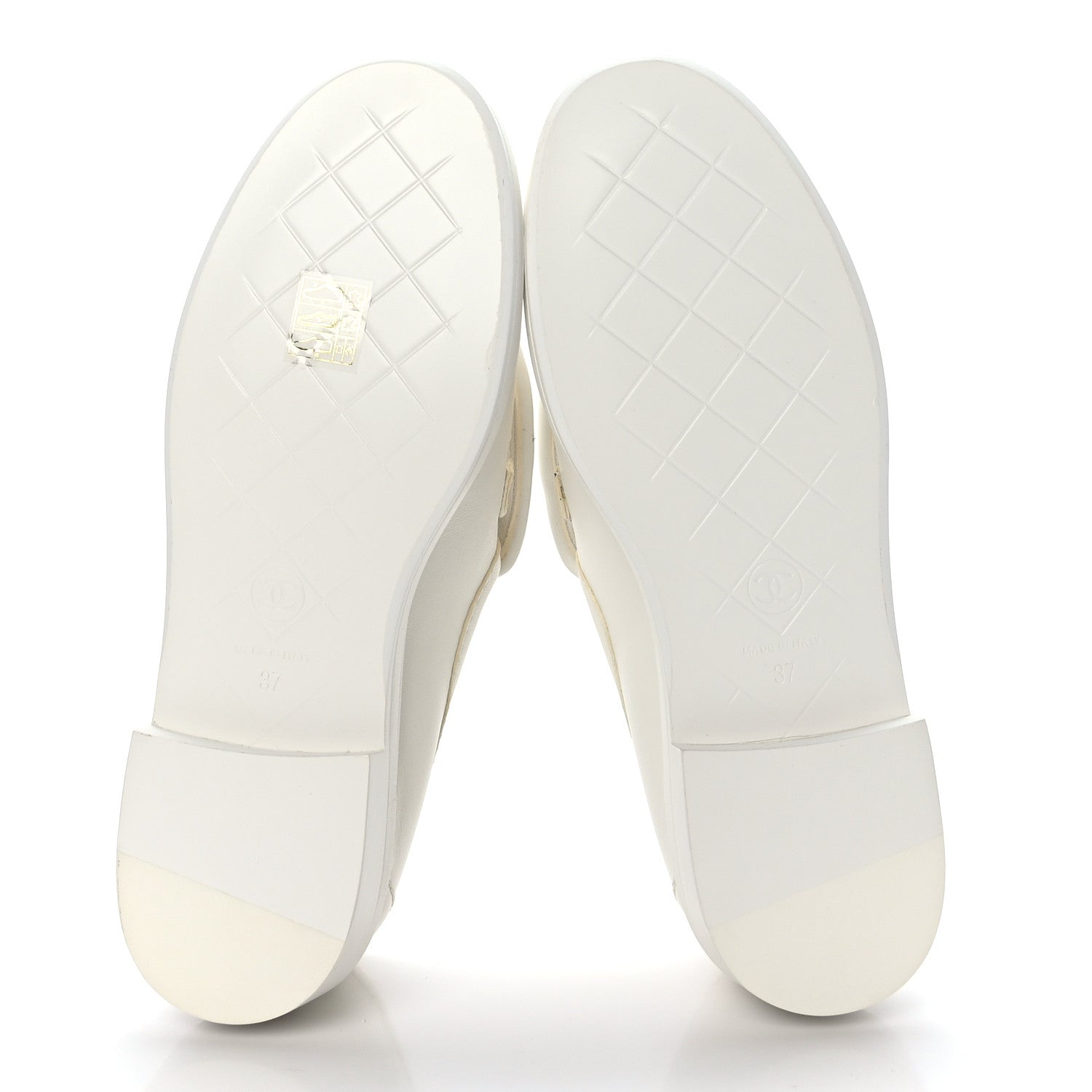Chanel Lambskin Quilted CC Turnlock Loafers 37 White 5 of 8