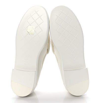 Chanel Lambskin Quilted CC Turnlock Loafers 37 White 5 of 8
