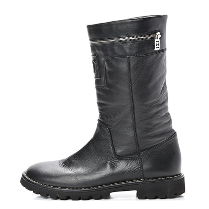 Chanel Calfskin Motorcycle Zipper Boots 41 Black 1 of 9
