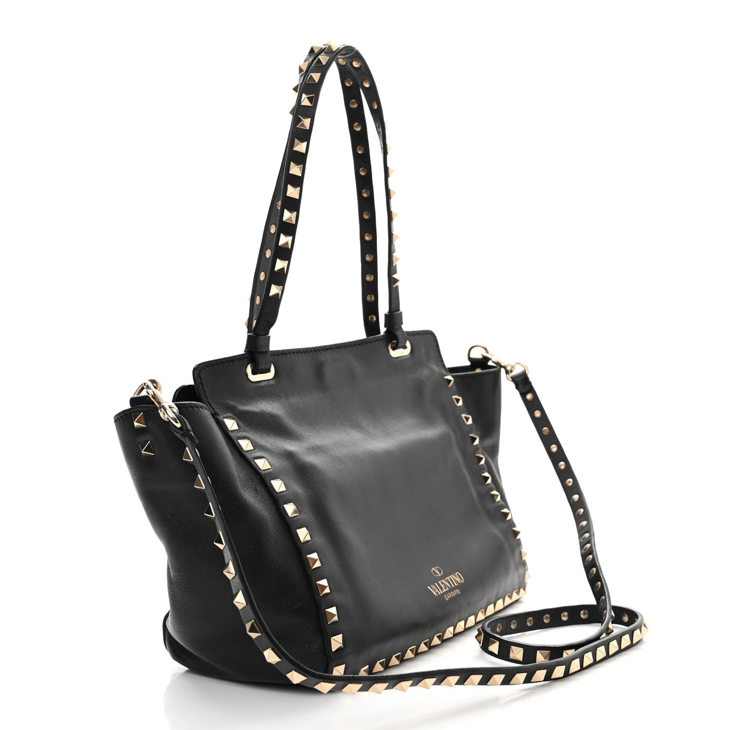 Valentino Garavani Vitello Small Rockstud Tote Black 3 of 10