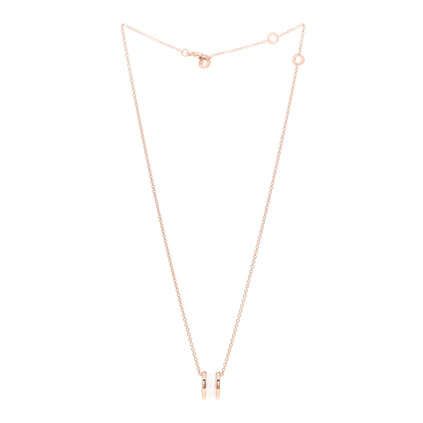 18K Rose Gold White Ceramic B.Zero1 Pendant Necklace