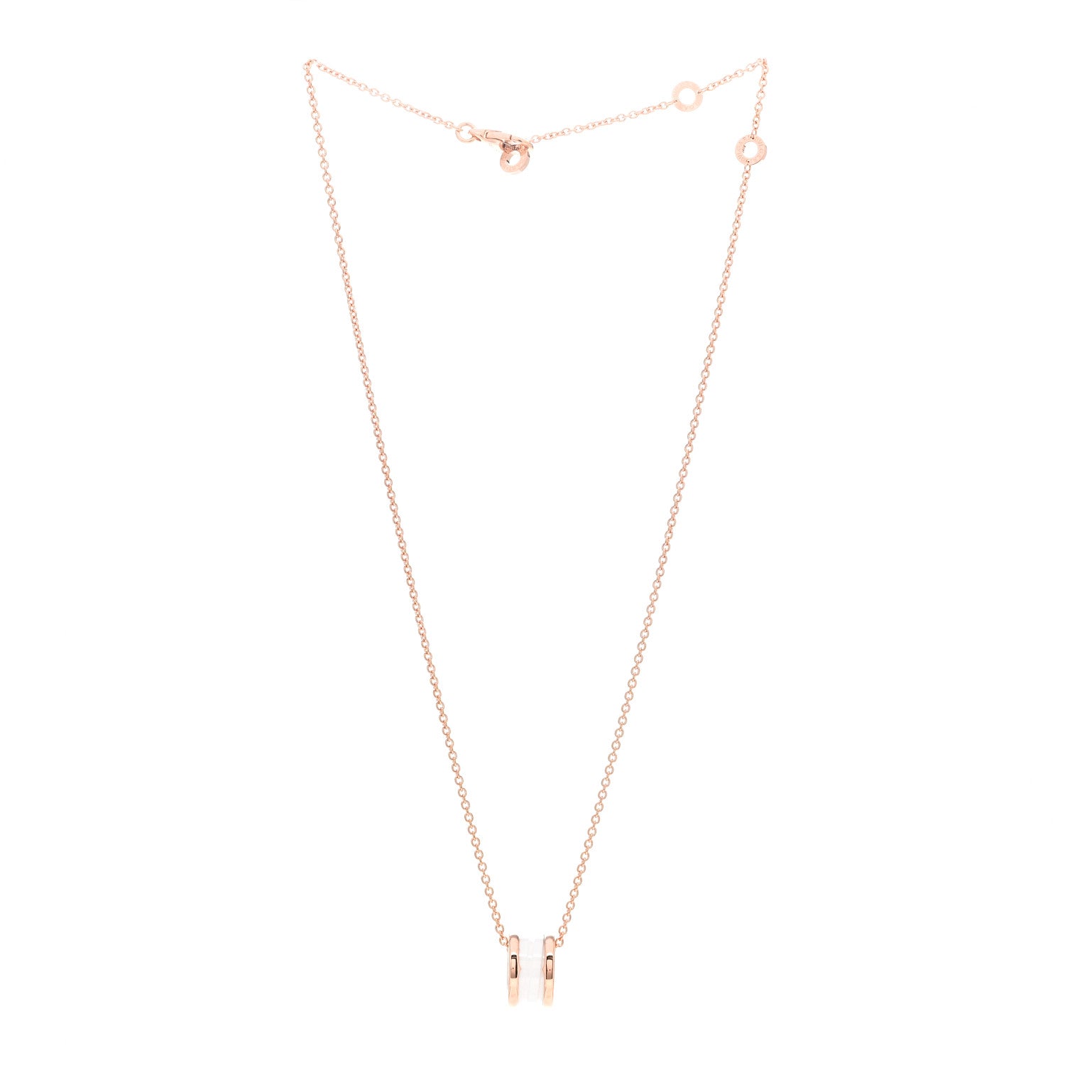 Bulgari 18K Rose Gold White Ceramic B.Zero1 Pendant Necklace 3 of 5