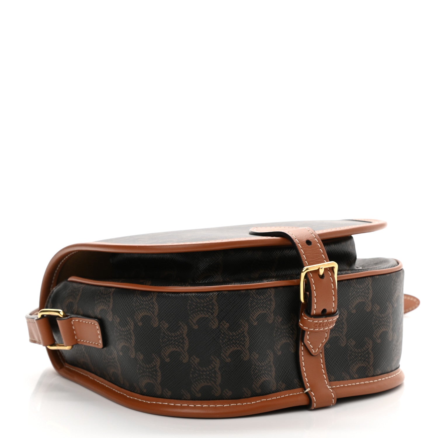 Celine Triomphe Canvas Medium Folco Bag Tan 4 of 8