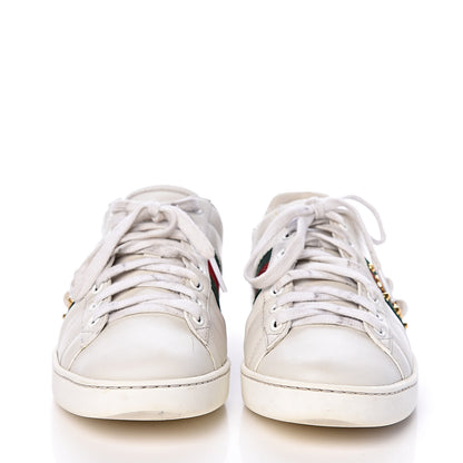 Gucci Calfskin Web Pearl Studded Womens Ace Sneakers 37.5 White 2 of 17