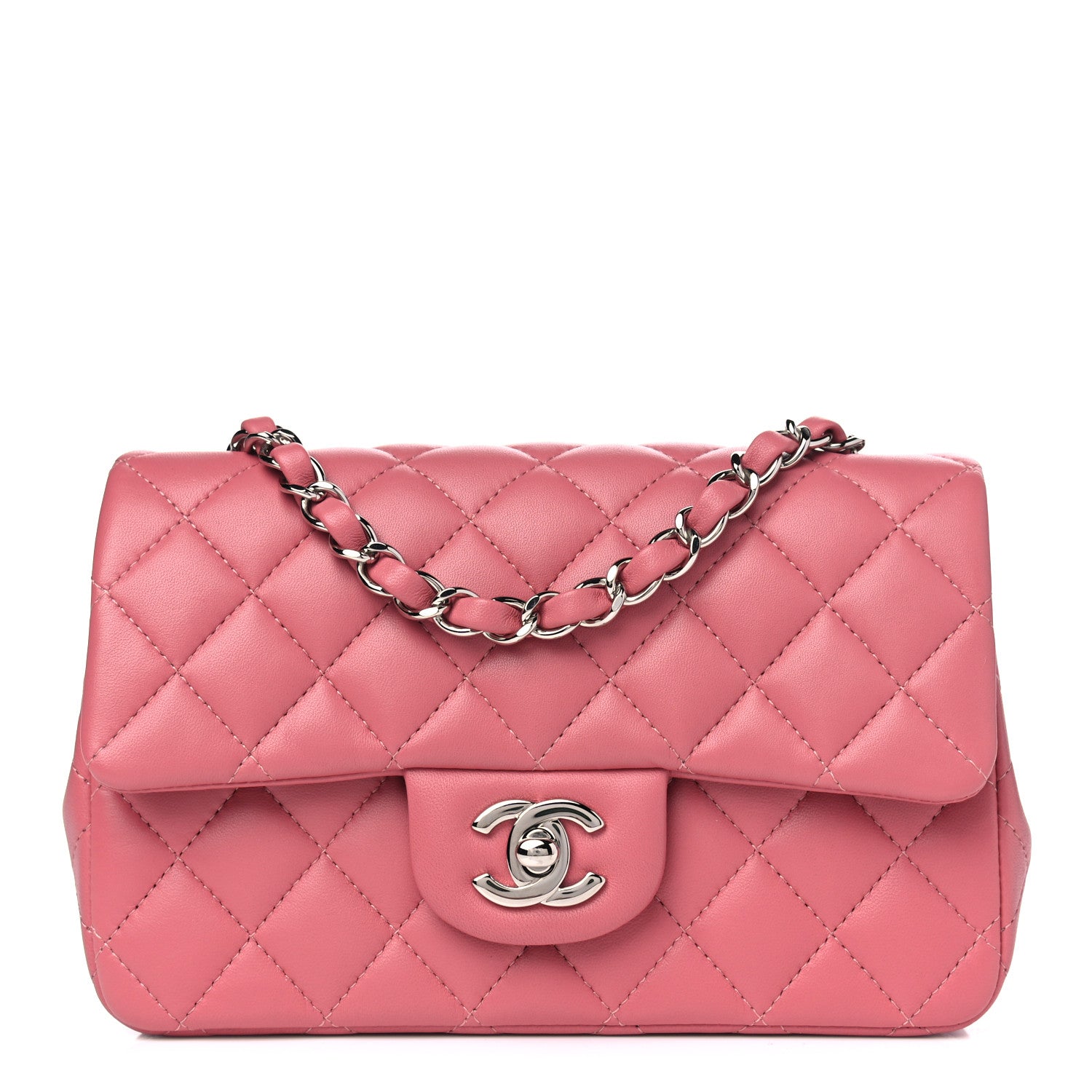 Chanel Lambskin Quilted Mini Rectangular Flap Pink 1 of 4