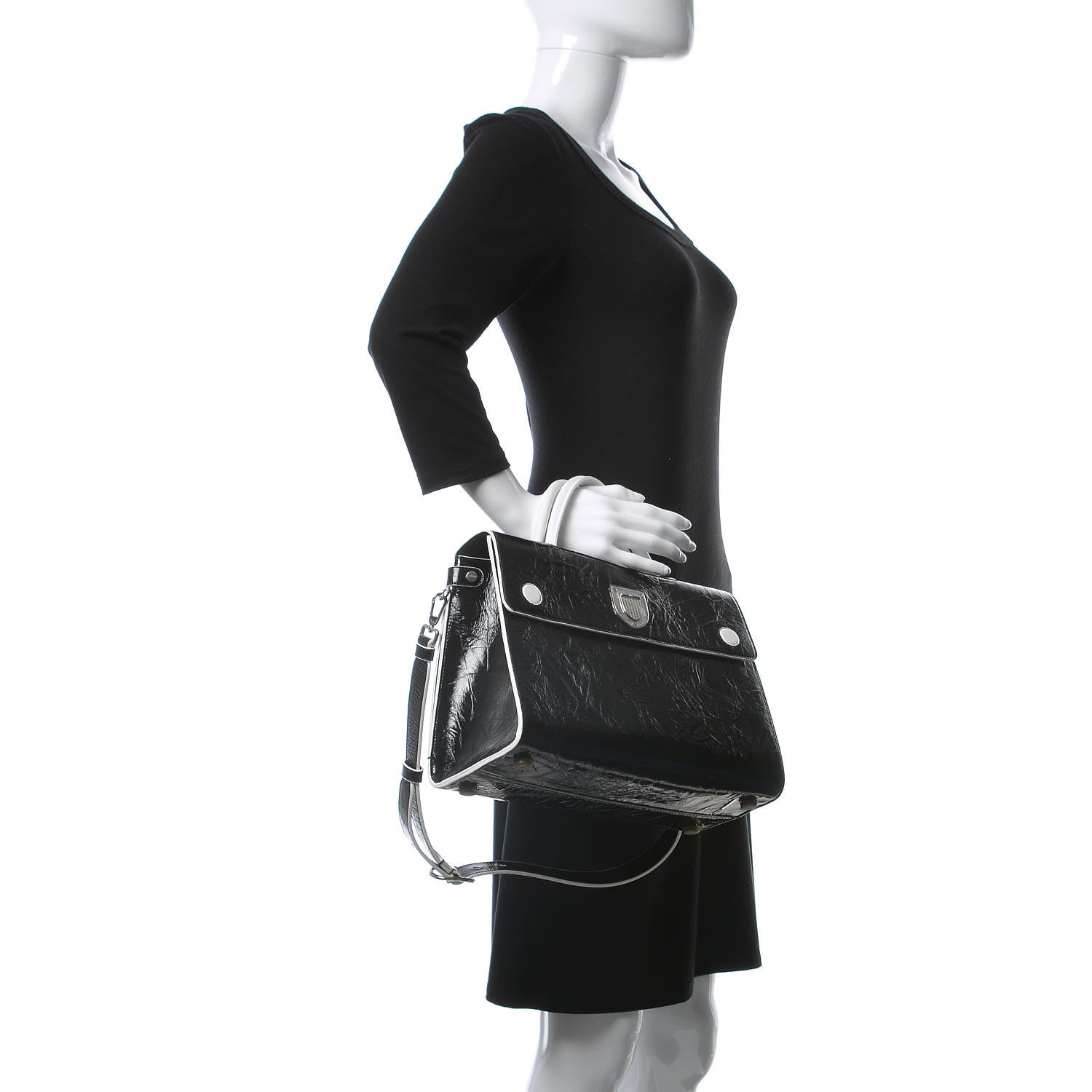 Christian Dior Crinkled Calfskin Medium Diorever Flap Black 3 of 11