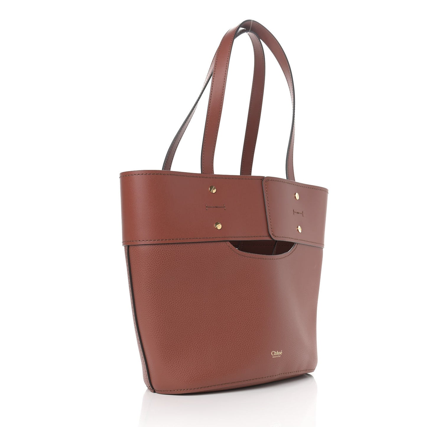 Smooth Grained Calfskin Medium Aby Tote Sepia Brown