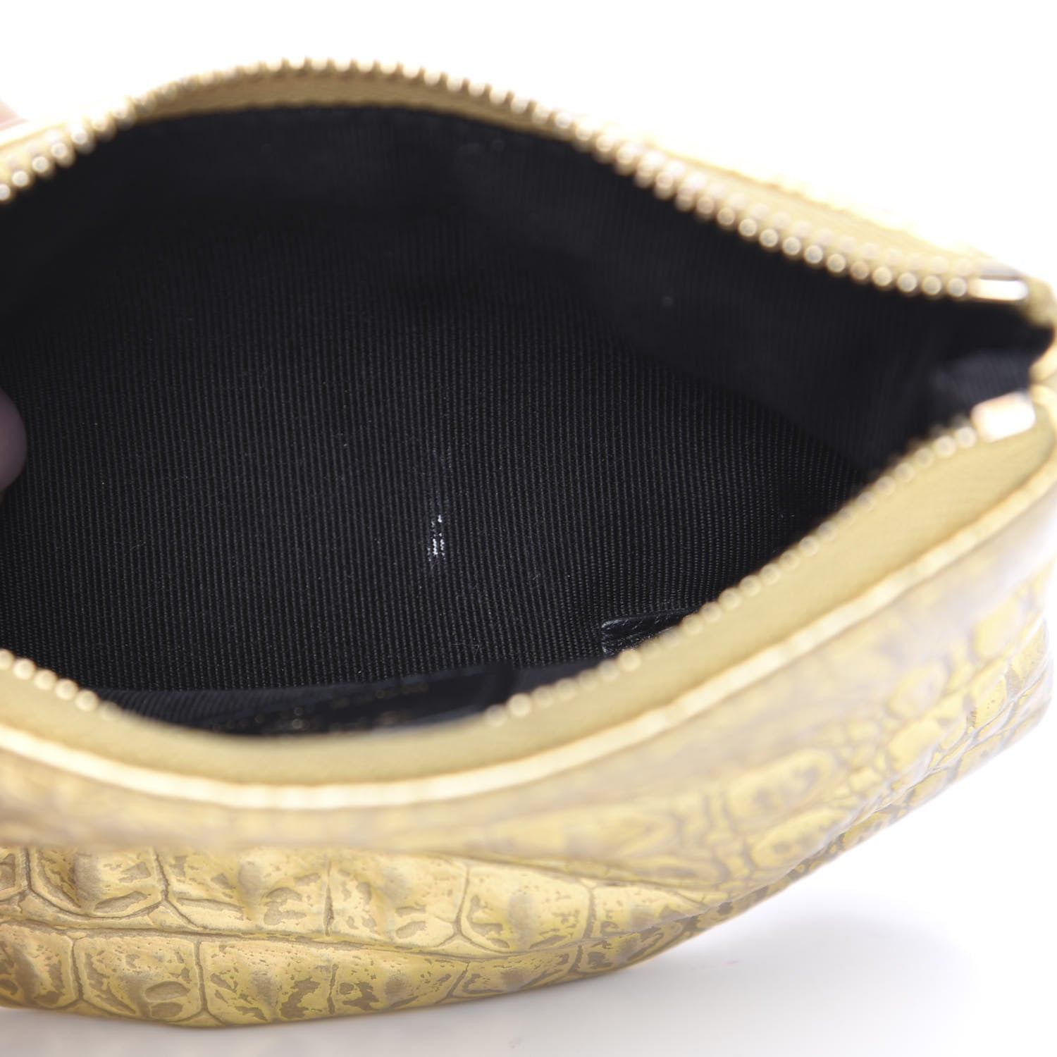 Chanel Metallic Calfskin Crocodile Embossed Cocodile Cosmetic Case Gold 7 of 7