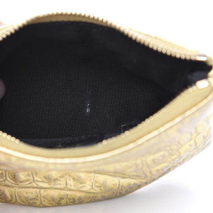 Chanel Metallic Calfskin Crocodile Embossed Cocodile Cosmetic Case Gold 7 of 7