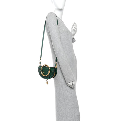 Chloe Calfskin Crocodile Embossed Small Nile Bracelet Minaudiere Bag Woodsy Green 2 of 9
