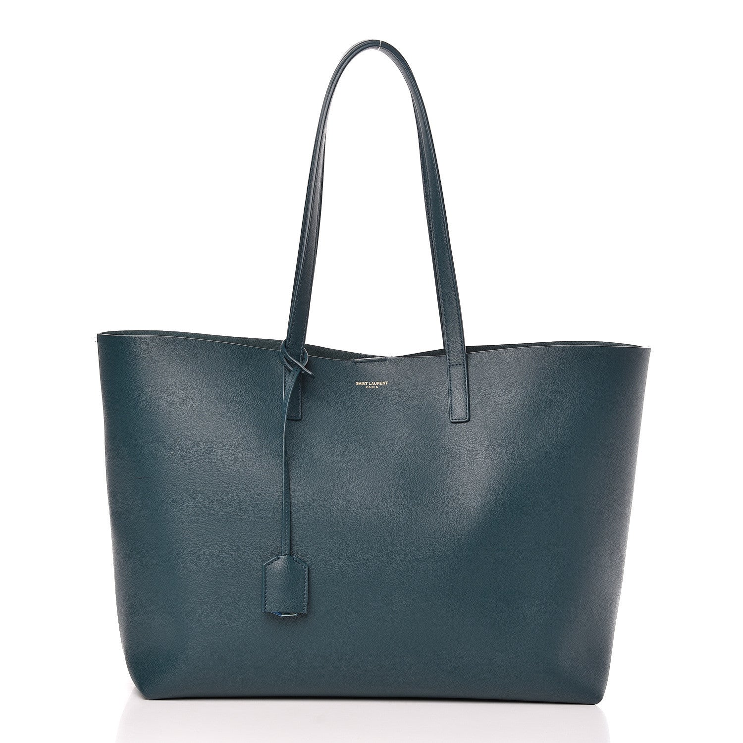 Saint Laurent Calfskin Large Shopping Tote Dark Turquoise 3 of 14