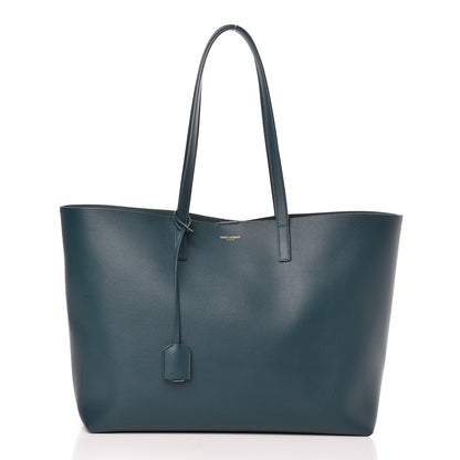 Saint Laurent Calfskin Large Shopping Tote Dark Turquoise 3 of 14