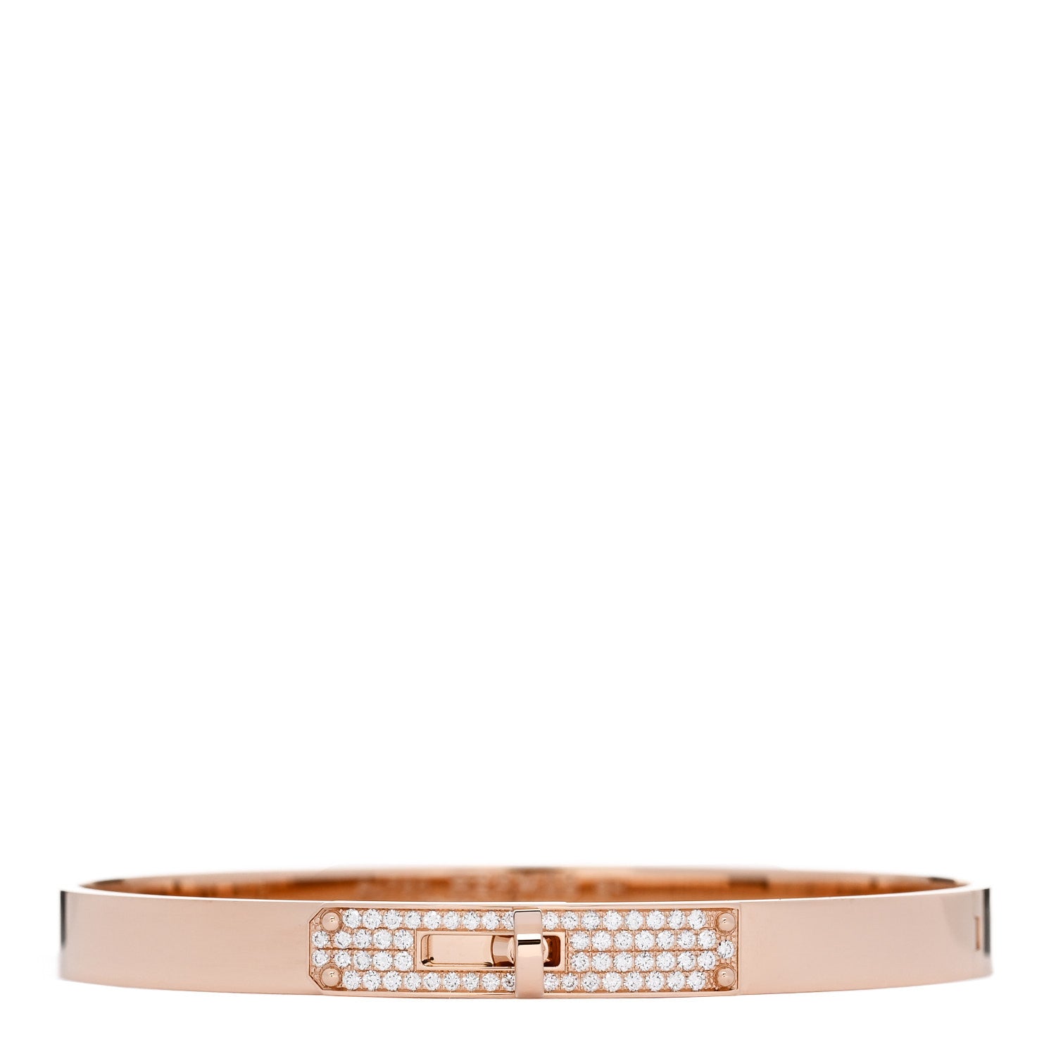Hermes 18K Rose Gold Diamond PM Kelly Pave Bracelet SH 1 of 4