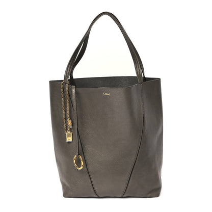 Chloe Grained Calfskin Large Spin Tote Flannel Grey 1 of 10