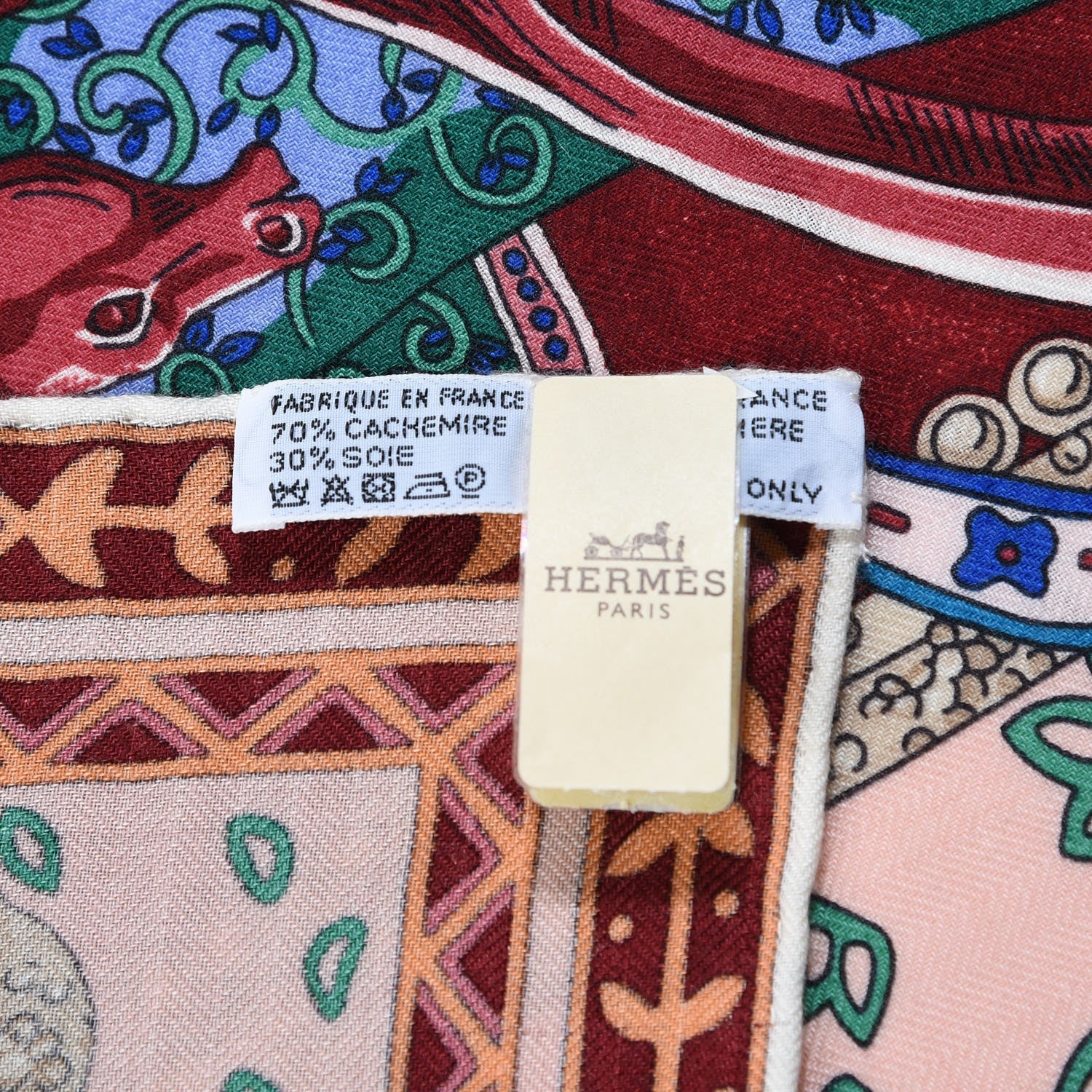 Hermes Cashmere Silk Cavaliers du Caucase Shawl 140 Rose Pale Bleu Framboise 3 of 7