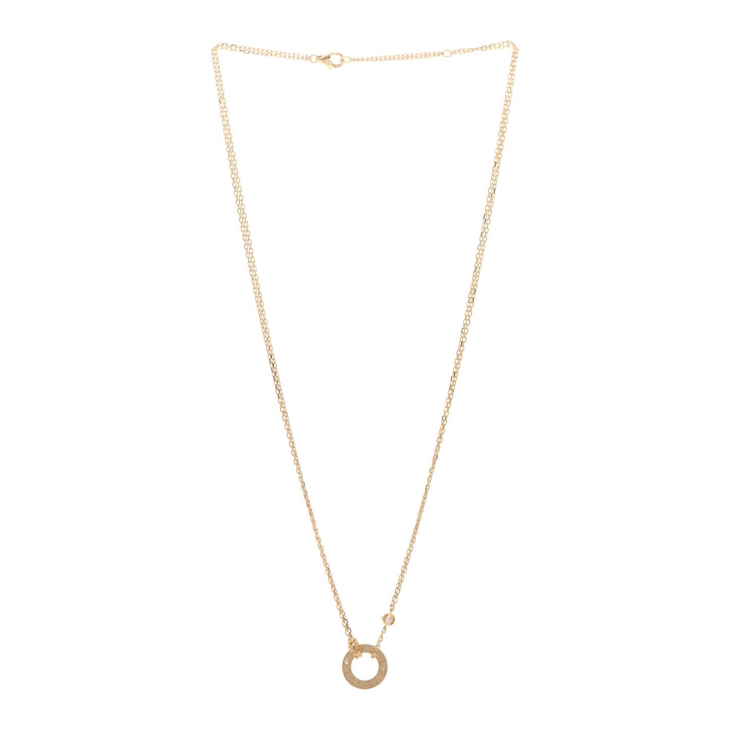 18K Yellow Gold 2 Diamond LOVE Necklace