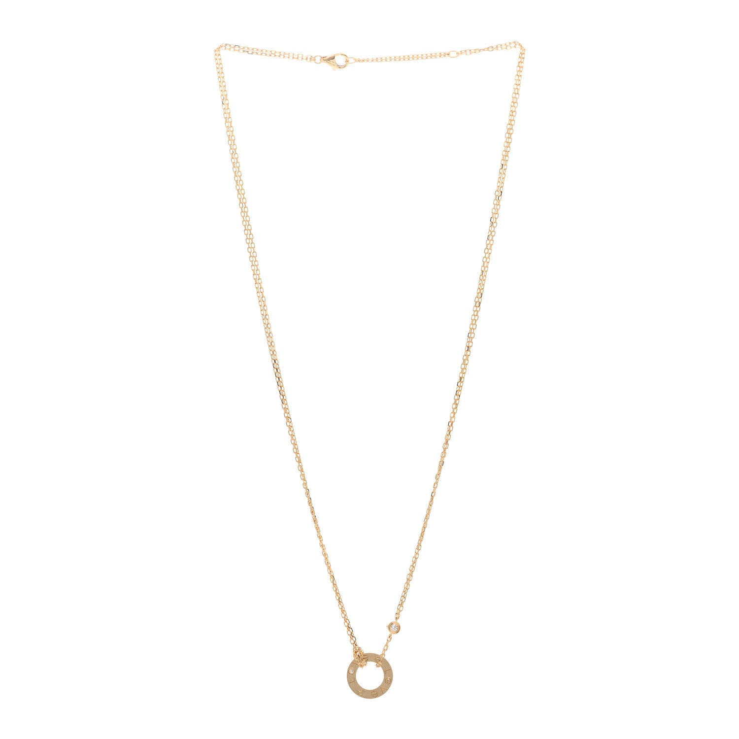 Cartier 18K Yellow Gold 2 Diamond LOVE Necklace 3 of 5