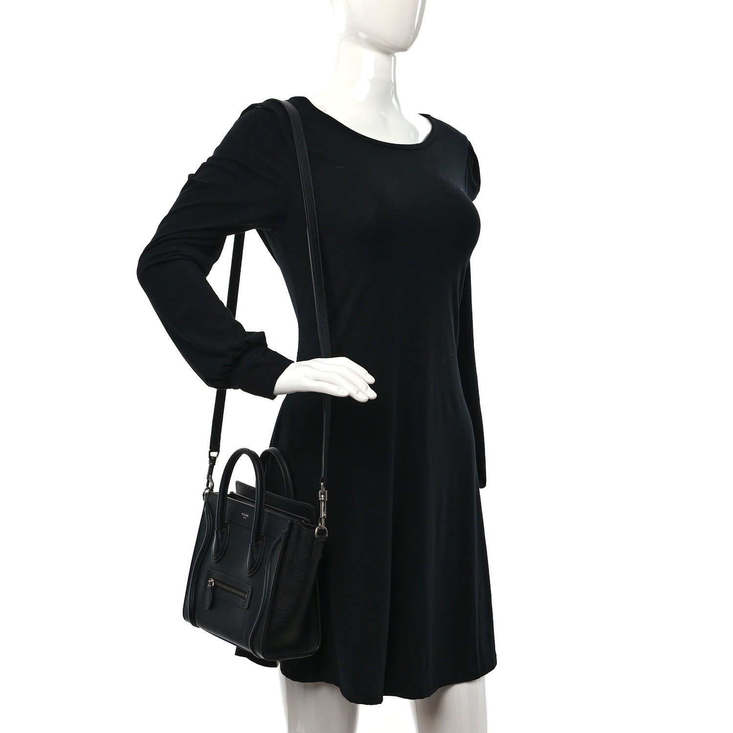 Celine Drummed Calfskin Nano Luggage Black 2 of 11