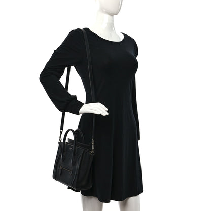 Celine Drummed Calfskin Nano Luggage Black 2 of 11