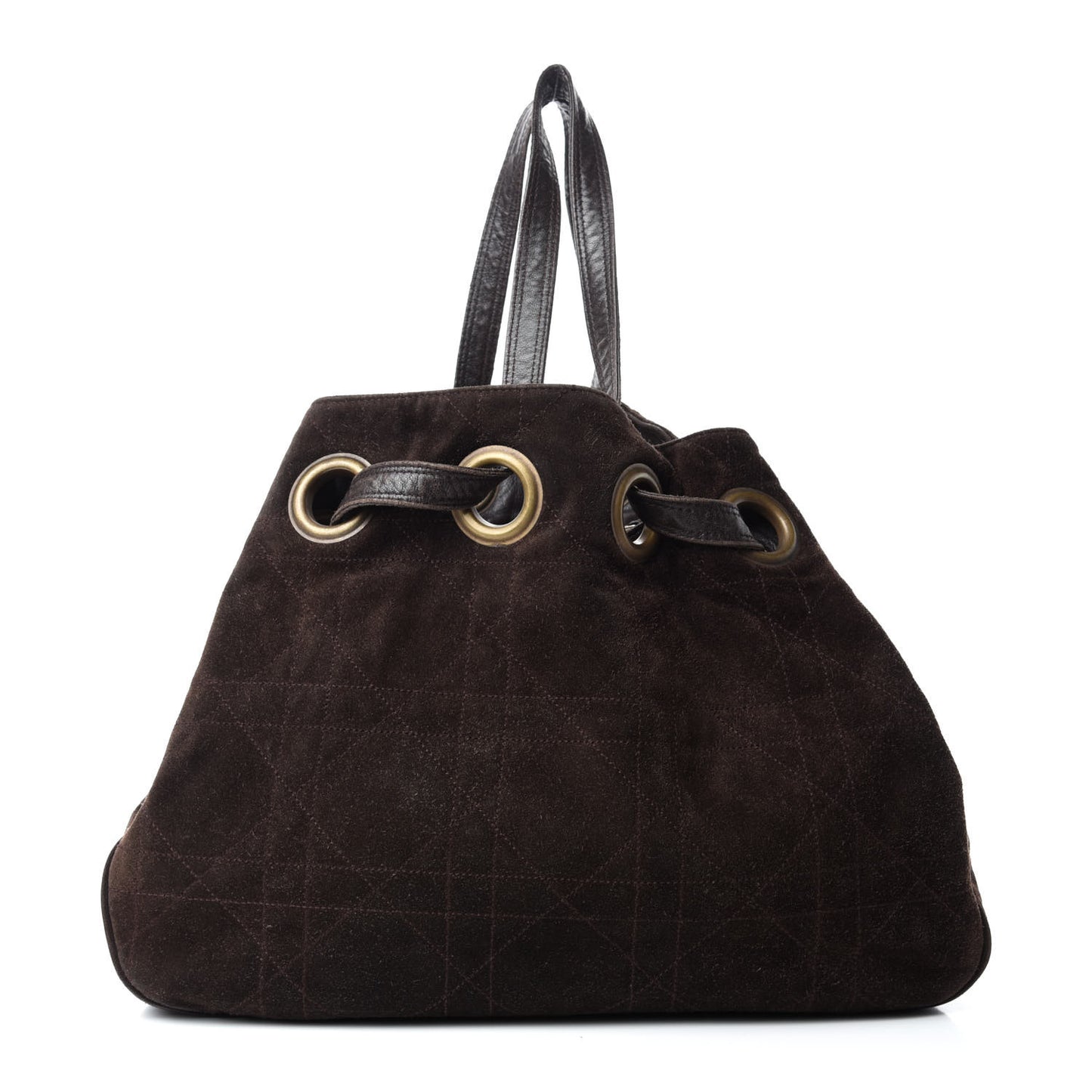 Suede Cannage Drawstring Bag Brown